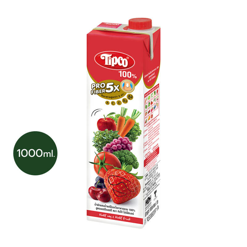 Tipco Profiber น้ำผักผสมน้ำผลไม้ สูตรเชอร์รี่เบอร์รี่ Mixed Veggie And Cherryberry 100 Tipco Shop 4411